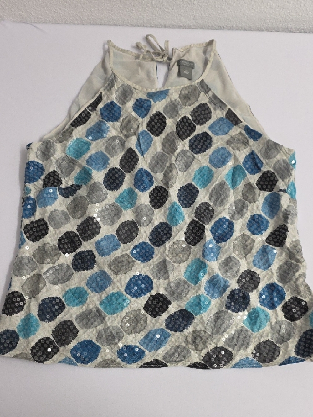Ann Taylor Silk Grey Sleeveless Halter Camisole Blouse Size 14P Petite